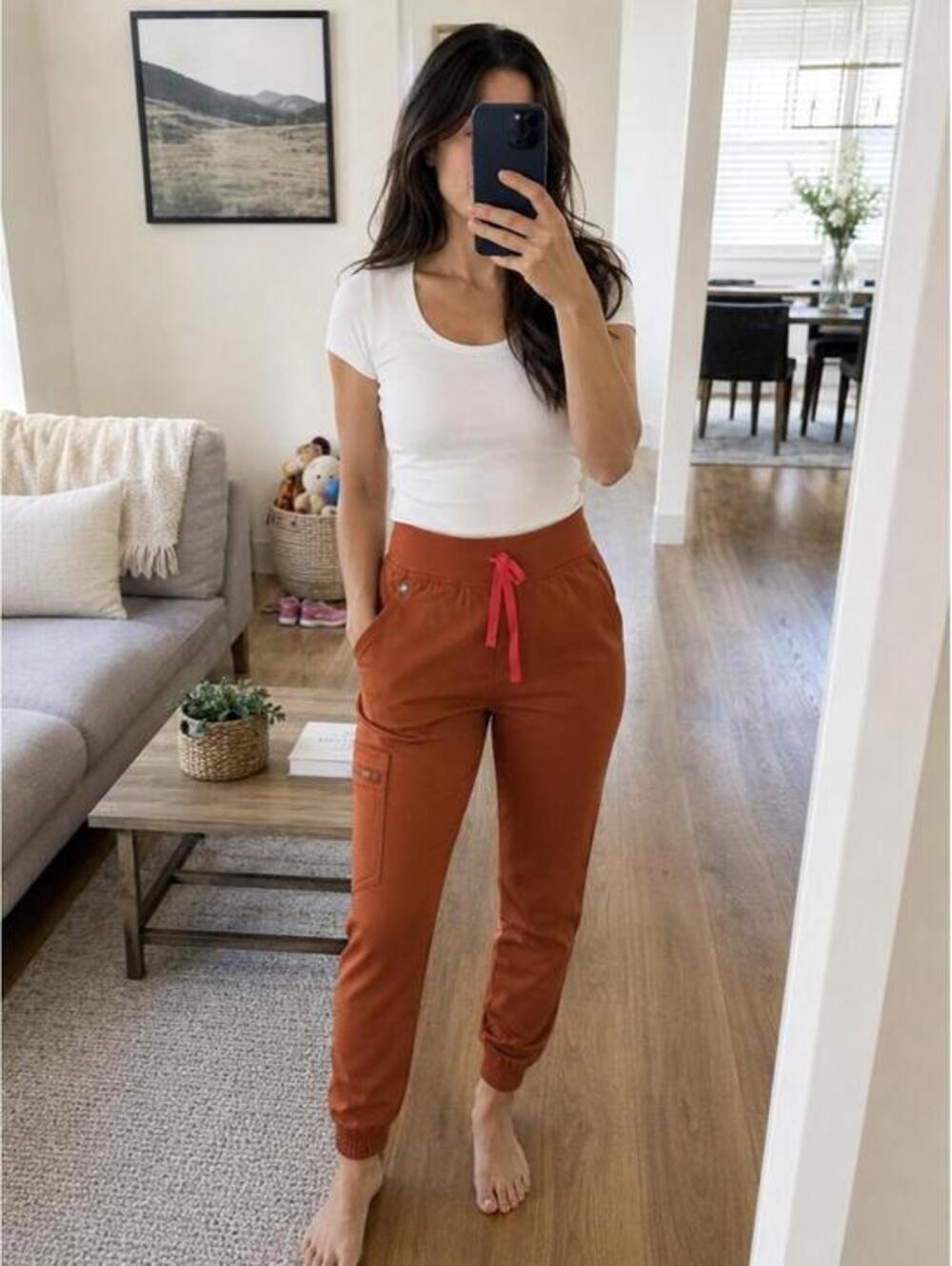 FIGS Zamora High-Waisted Jogger Scrub Pants Terracotta XXS Petite NWOT